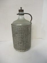Vintage Kerosene Glass Bottle/Jug with Metal Cage Holder