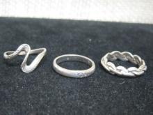 Three Sterling Silver Rings