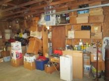 Un-Searched Contents of Garage Right Side/Back Wall: Visible from Opening Box Tops-