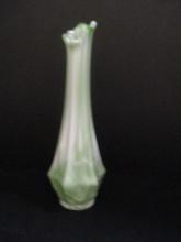 Vintage Light Green Slag Glass Swung Bud Vase