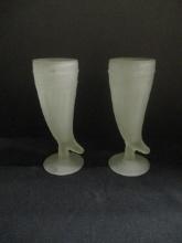 Pair of Tiara Frosted Satin Glass Horn Glasses