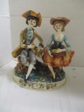 Vintage Ceramic Porcelain Sitting Couple Figurine