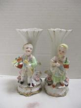 Pair of Ucagco Porcelain Figurine Vases