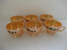 6 Vintage Anchor Hocking Peach Lustre Punch Cups