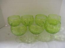 7 Vintage Secia Cabbage Green Goblet Stems