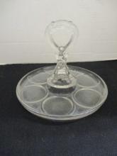 Vintage Clear Glass Handled Serving Caddy