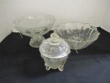 3 Vintage Glass Serving Bowls
