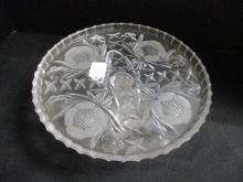 Vintage Etched Glass Pedestal Cake Plate