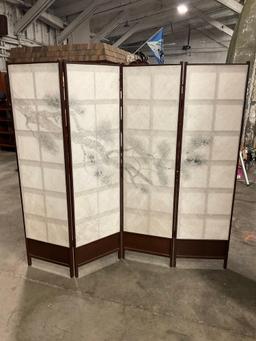 Asian Style 4 part Divider w/ mahogany color & tree branch motif - See pics