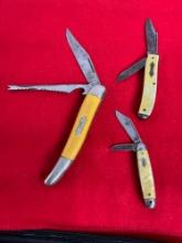 3x Multi Bladed Imperial Stainless Steel Folding Pocket Knives - See pics