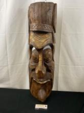 Handcarved Tiki Mask, Tinted finish, about 29 inches tall