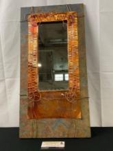Vintage Handcrafted Slate & Copper Mirror by Janet Perrigo