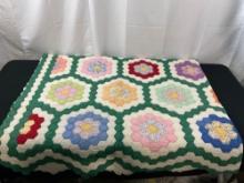 Vintage Flower Quilt, Double Bed Size 6 x 7 feet