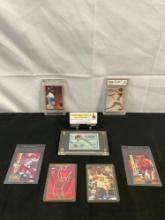 7 pcs Vintage Special Edition Collectible Trading Sports Cards. 2 Signed by Players, 1 Mint. See