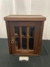 Antique Mahogany Medicine Cabinet w/ Beveled Glass Windows, Two Shelves