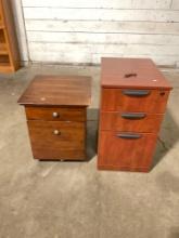2x Modern Wooden Filing Cabinets w/ Wheels - One has lock & Key - See pics
