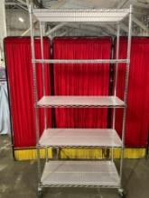 Seville Classic Steel Industrial 5-Tier Rolling Storage Shelf w/ Adjustable Shelves. Measures 36" x