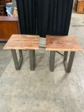 Pair of Custom Made Wood & Metal Side Tables - See pics