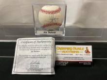 Handsigned Baseball by Jay Buhner in acrylic case, Seattle Mariners 1988-2001 w/ COA