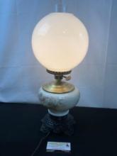 Antique Electric Globe Lamp, Hurricane style lamp w/ chimney on top