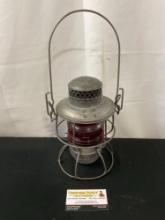 Vintage Adlake Kero Railroad Lantern, Kerosene w/ a Red Globe, Canadian Railroad
