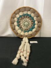Woven Native American Made Dream Weaver Mandalla w/ Wool, Beads, and wound twine