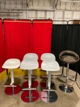 6 pcs Assorted Modern Composite Scoop Seat Stools w/ Foot Rests & Adjustable Heights. See pics.