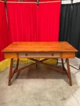 Tommy Bahama British Colonial Style Wooden Desk w/ Rattan Fronted Drawer & Fold Out Tray. See pics.