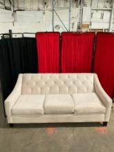 Modern MaxHome Furniture Better By Design Ivory Off-White Velvet 3-Seat Tufted Couch. See pics.