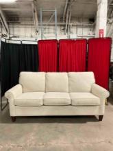 Modern Biltwell Cream Off-White Three-Seat Plush Cushion Couch. Measures 78" x 36" See pics.