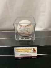 Handsigned Baseball by Bret Boone in acrylic case, Seattle Mariners 1992-1993, 2001-2005