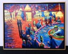 Shawn David Baker Oil On Canvas - Casino Scenic, Signed Lower Left, Framed,