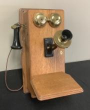 Antique Kellogg Oak Phone - Receives Calls