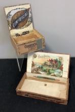 2 Vintage Cigar Boxes - Commercial & Club House, See Photos For Condition