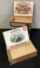 2 Vintage Cigar Boxes - Old Glory & Girard, See Photos For Condition