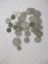 Various Silver Coins- Many no dates- Nicke:l Wartime(8), Dime: US (1), Canadian(6), Quarters: Washin