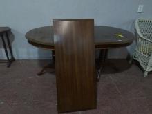 Antique Mahogany Double Pedestal Dining Table w/ 1 Leaf