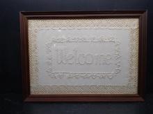 Framed Candlewick Placemat "Welcome"