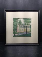 Framed and Matted Watercolor-House