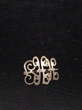 Silver Tone Monogrammed Pin
