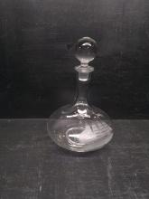Glass Decanter with Etched Ship Motif