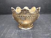 Silver Plated Decorated Bowl with Lion Head handles