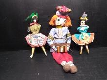 Collection 3 Fabric Souvenir Dolls in Authentic Dress