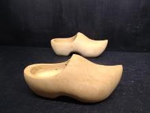 Pair Carved Wooden Dutch Clogs  36/37