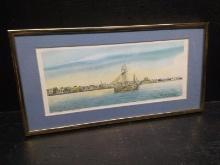 Artwork-Framed and Matted Watercolor-Clipper Ship signed Dan Roberts