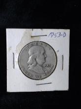 Coin-1953 D Benjamin Franklin Half Dollar