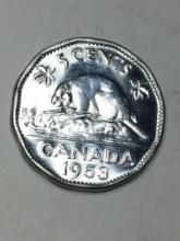 1953 Gem Canadian 5 Cent