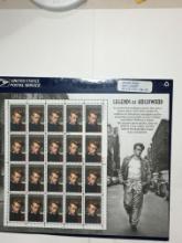 Stamps Legends Of Hollywood James Dean Unused Sheet $6.40 Face Value