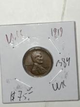 Lincoln Wheat Cent 1919 Rare Early Year