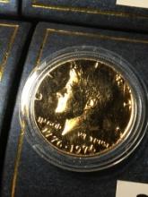 1776 - 1976 P Kennedy Half Dollar 24kt Gold Plated Coin In Display Box